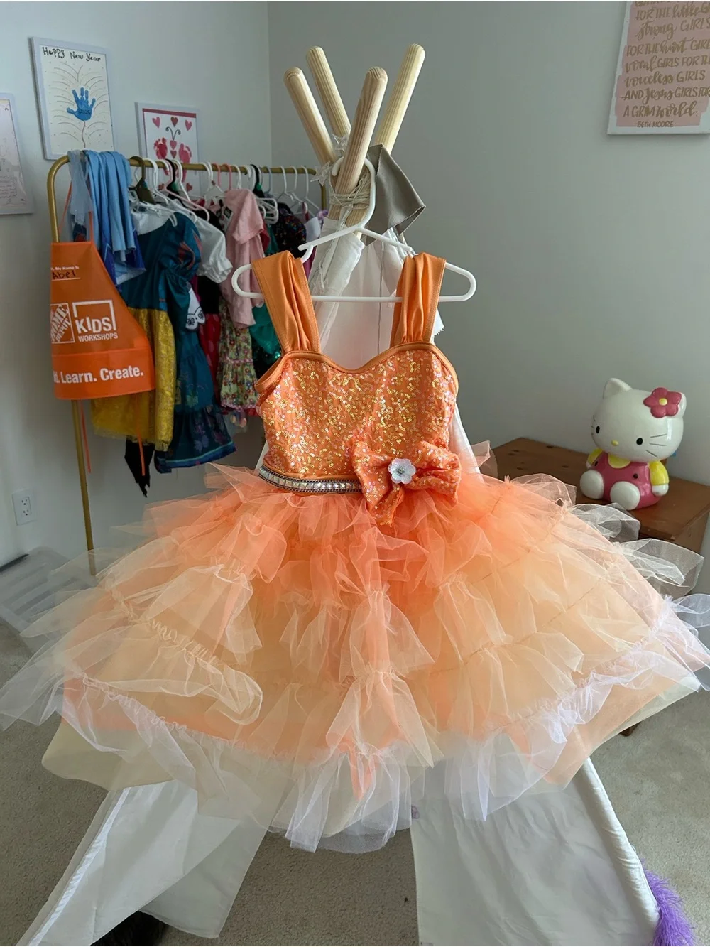 Weissman Girls' Orange Tutu Dress Costume Size IC Tiered Tulle Sequin